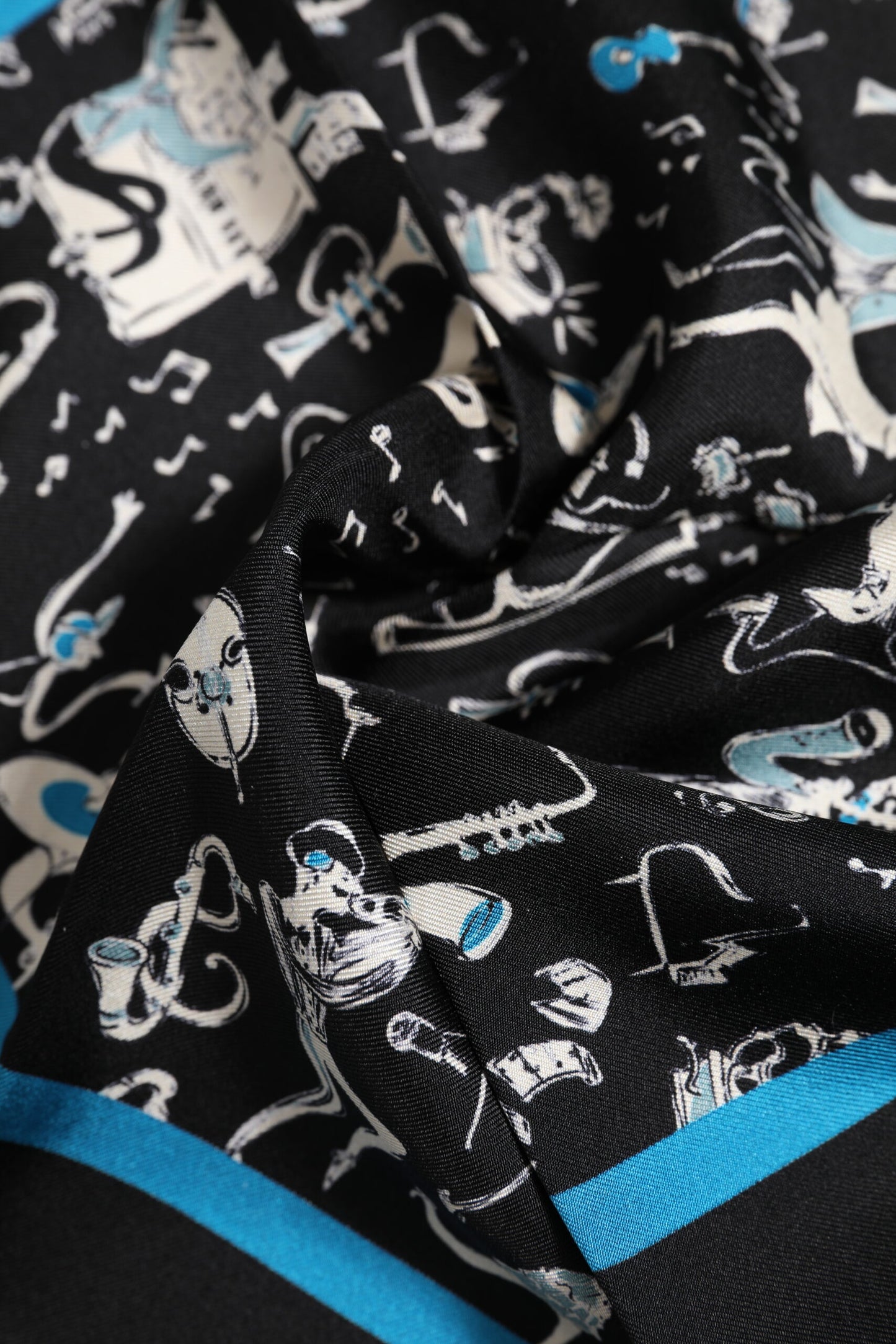 Black Jazz Club Silk Square Men Foulard Scarf-Dolce & Gabbana-LabelTerrace.com