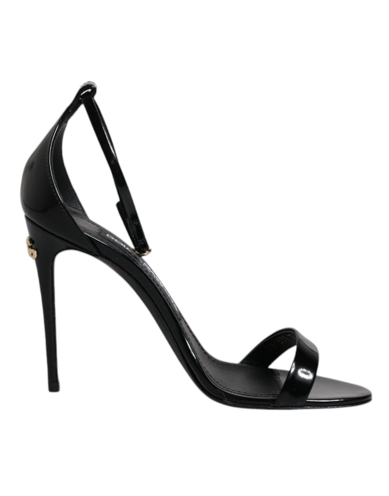Black KEIRA Heels Ankle Strap Sandals Shoes-Dolce & Gabbana-LabelTerrace.com