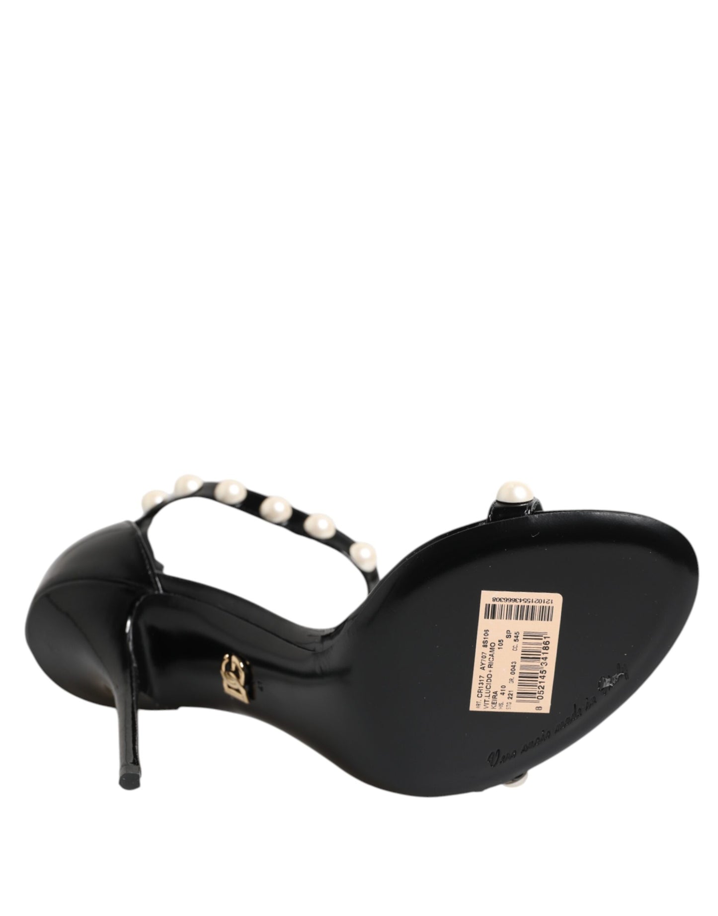 Black KEIRA Pearl Embellished Sandals Shoes-Dolce & Gabbana-LabelTerrace.com