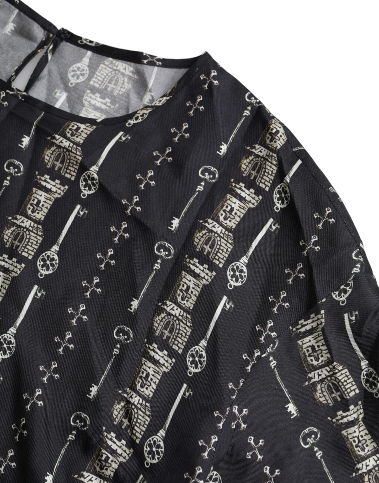 Black Key Castle Print Silk Blouse T-shirt-Dolce & Gabbana-LabelTerrace.com
