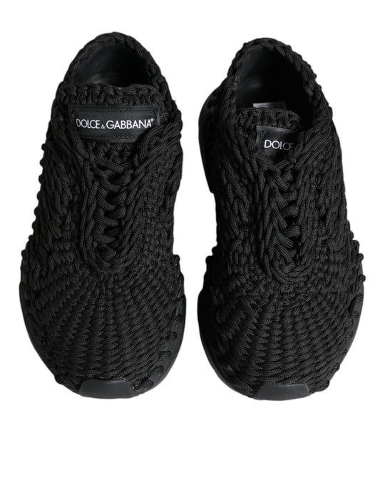 Black Knitted Daymaster Sneakers Shoes-Dolce & Gabbana-LabelTerrace.com