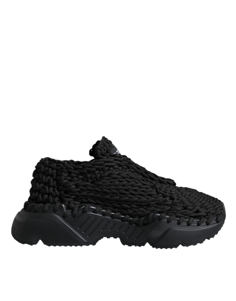 Black Knitted Daymaster Sneakers Shoes-Dolce & Gabbana-LabelTerrace.com