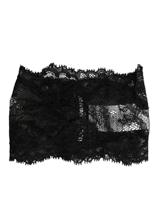 Black Lace Bandeau Bustier Top Sheer Stretch Underwear-Dolce & Gabbana-LabelTerrace.com