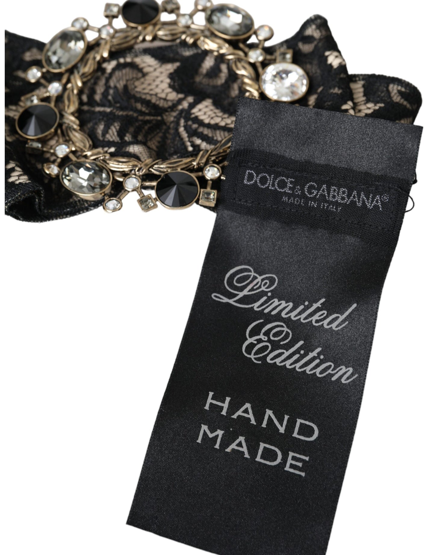 Black Lace Crystal Handmade Brooch Hair Pin-Dolce & Gabbana-LabelTerrace.com