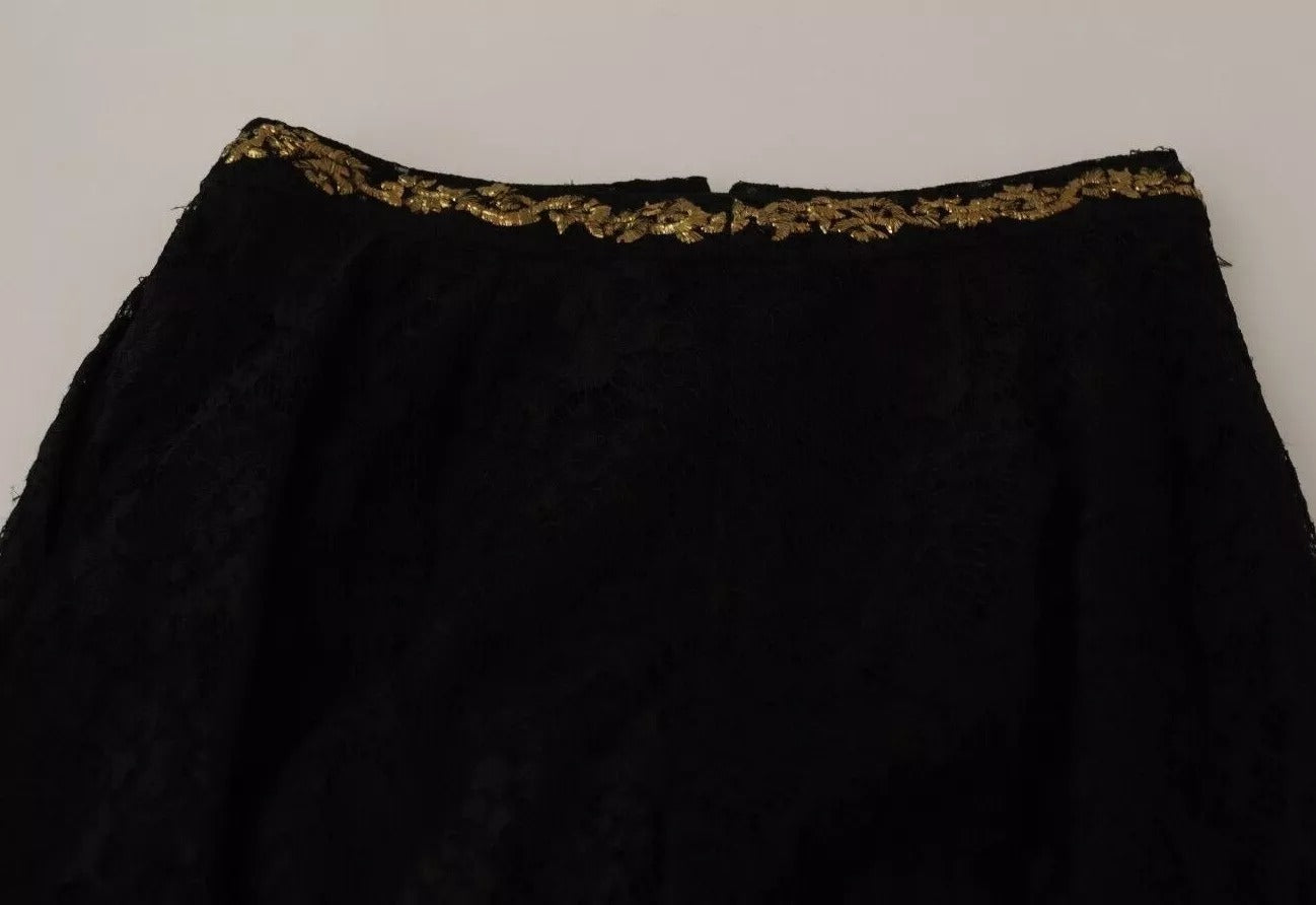 Black Lace Gold Baroque SPECIAL PIECE Shorts-Dolce & Gabbana-LabelTerrace.com