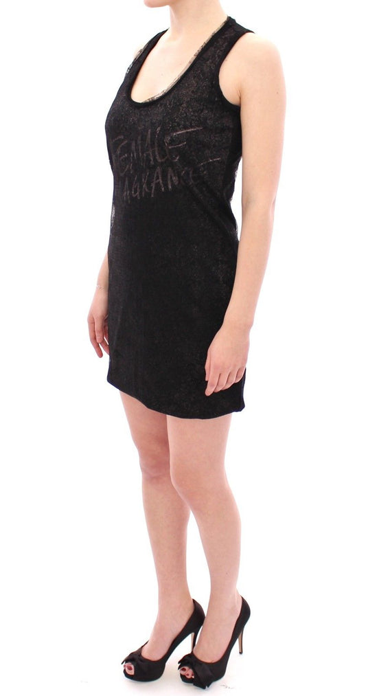 Black Lace Lined Stretch Mini Dress-Ermanno Scervino-LabelTerrace.com