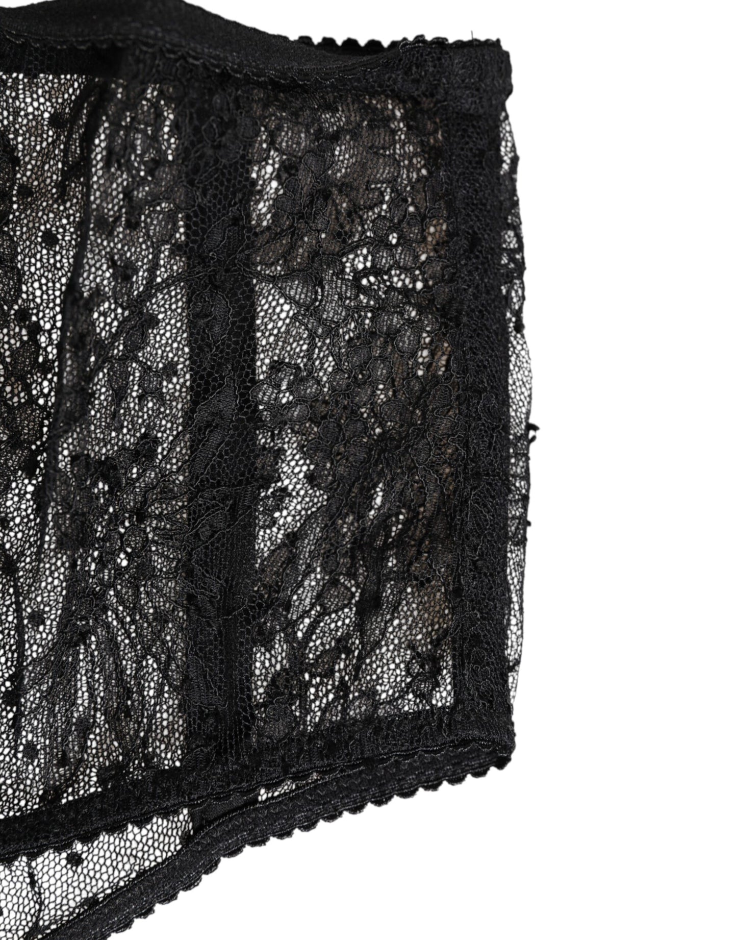 Black Lace Polka Dot Mesh High Waist Underwear-Dolce & Gabbana-LabelTerrace.com