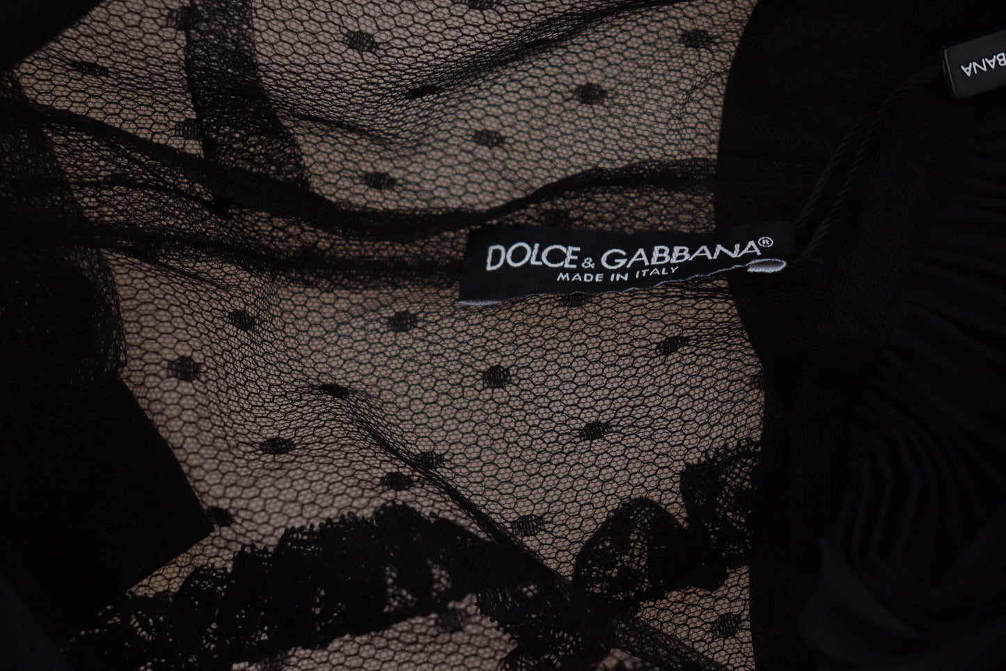 Black Lace Trim A-line Mini Nylon Dress-Dolce & Gabbana-LabelTerrace.com