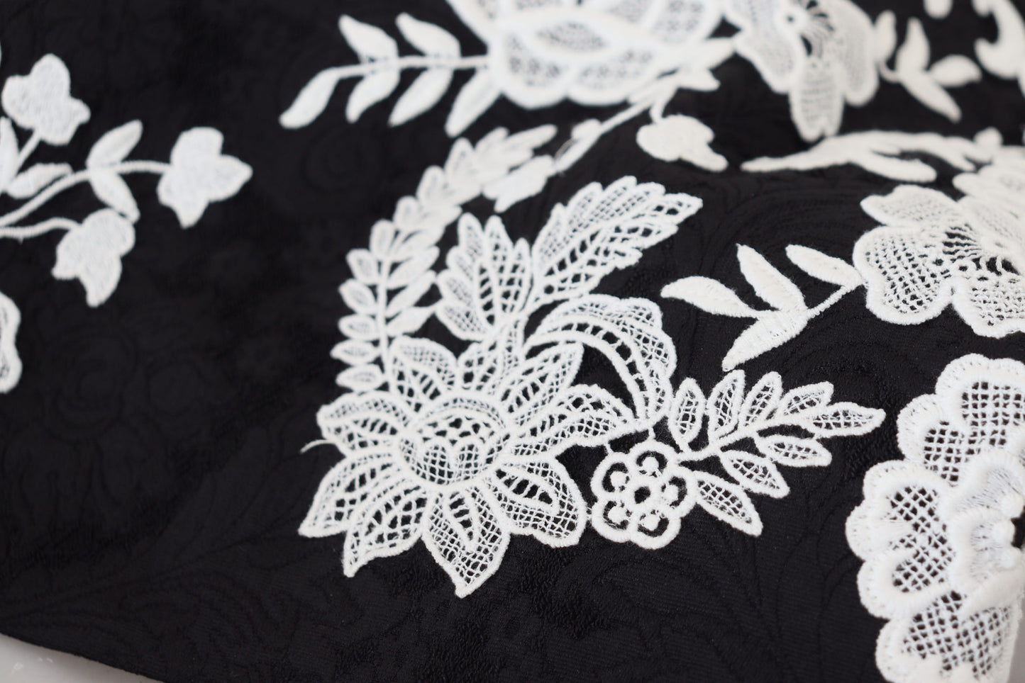 Black Lace Trim Half Sleeves A-line Dress-Dolce & Gabbana-LabelTerrace.com