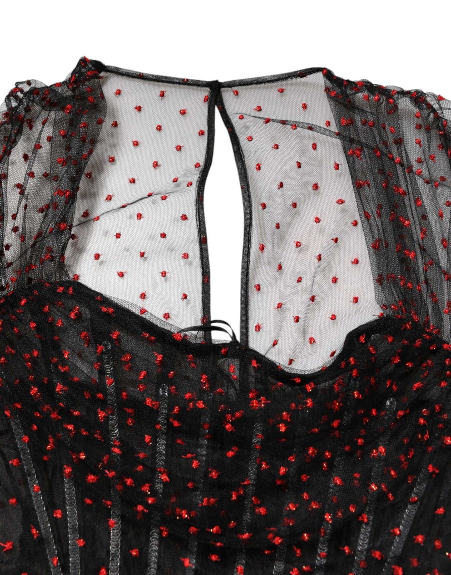 Black Lace Trim Long Sleeve Sheath Mini Dress-Dolce & Gabbana-LabelTerrace.com