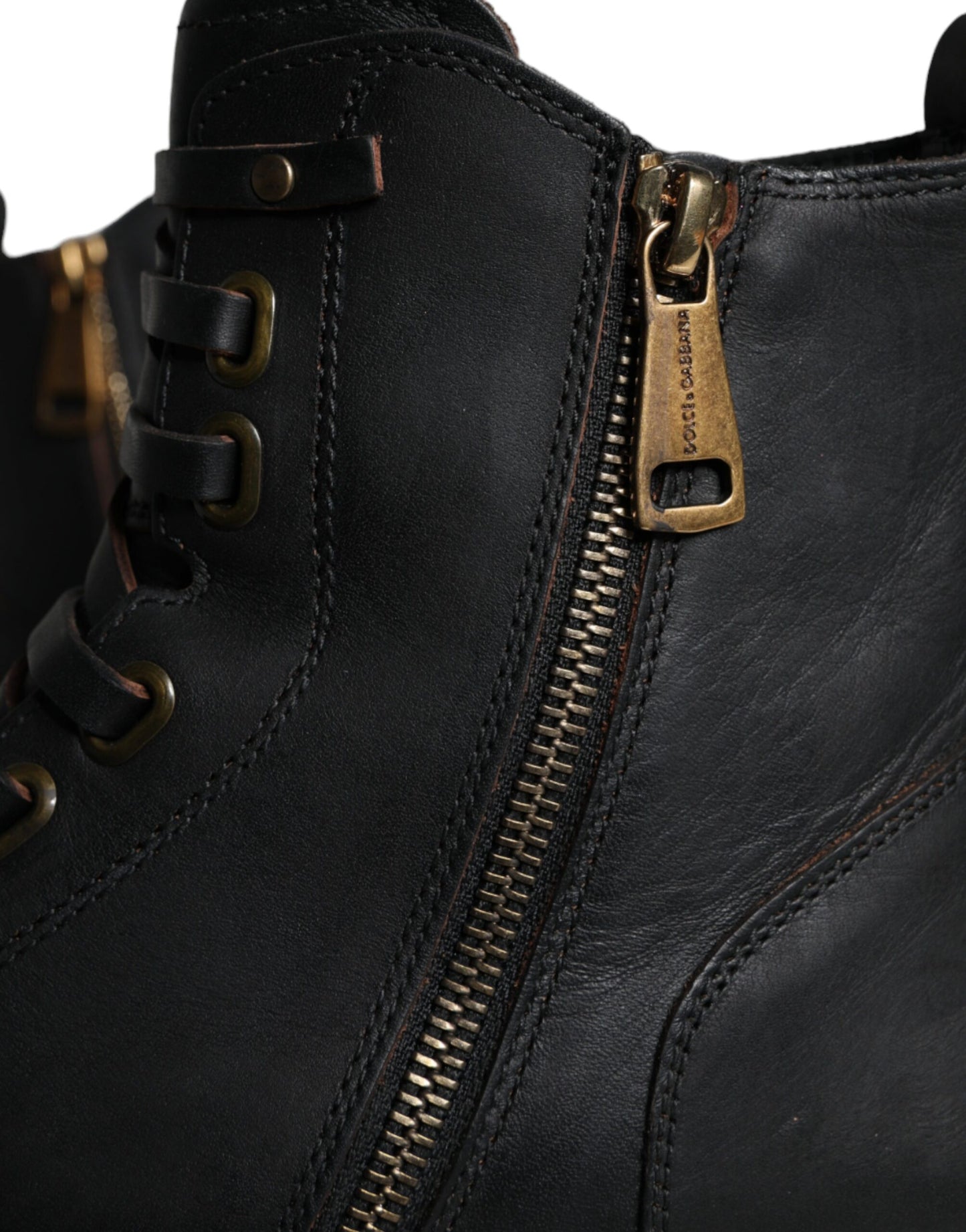 Black Lace Up Mid Calf Boots Men Shoes-Dolce & Gabbana-LabelTerrace.com