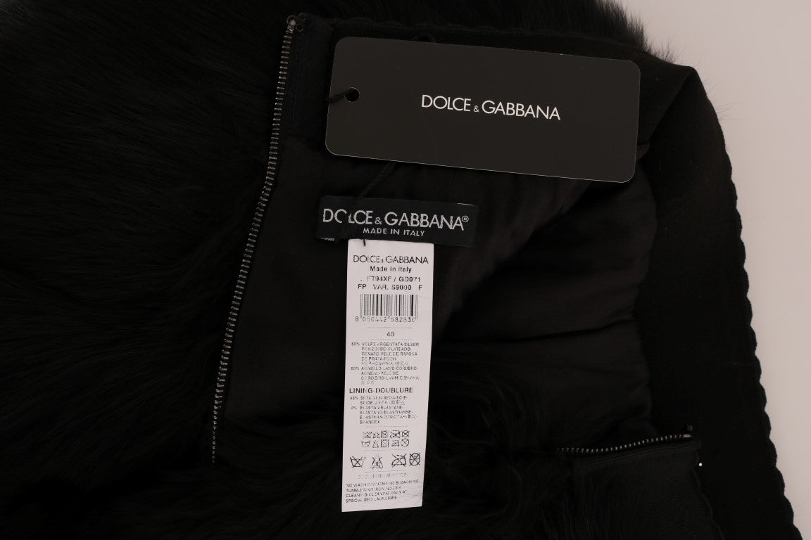 Black Lamb Fox Fur Mini Hot Pants-Dolce & Gabbana-LabelTerrace.com