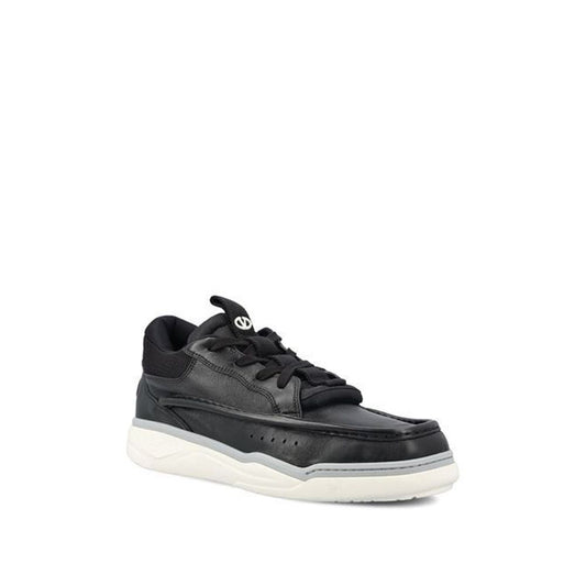Black Lamb Leather Chunky Sneakers