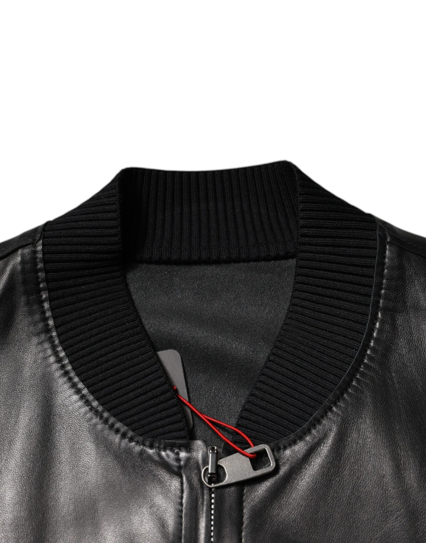 Black Lambskin Full Zip Biker Blouson Jacket-Dolce & Gabbana-LabelTerrace.com