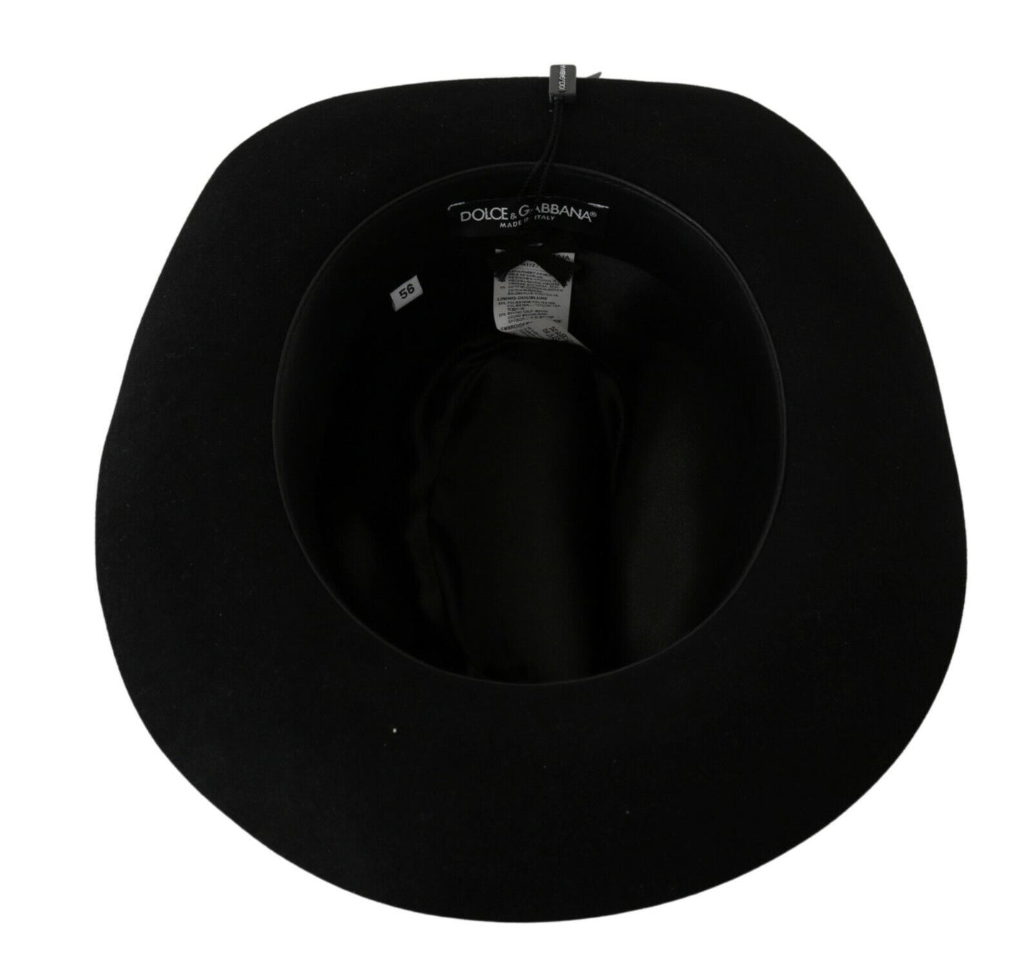 Black Lapin Amor Gignit Wide Brim Panama Hat-Dolce & Gabbana-LabelTerrace.com