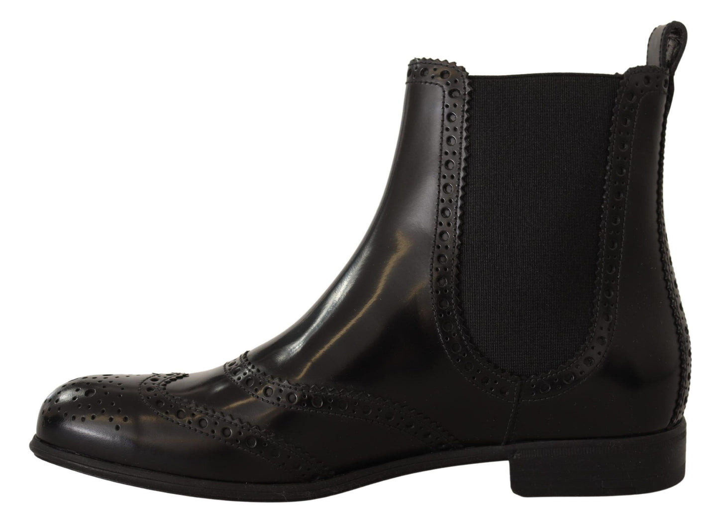 Black Leather Ankle High Flat Boots Shoes-Dolce & Gabbana-LabelTerrace.com