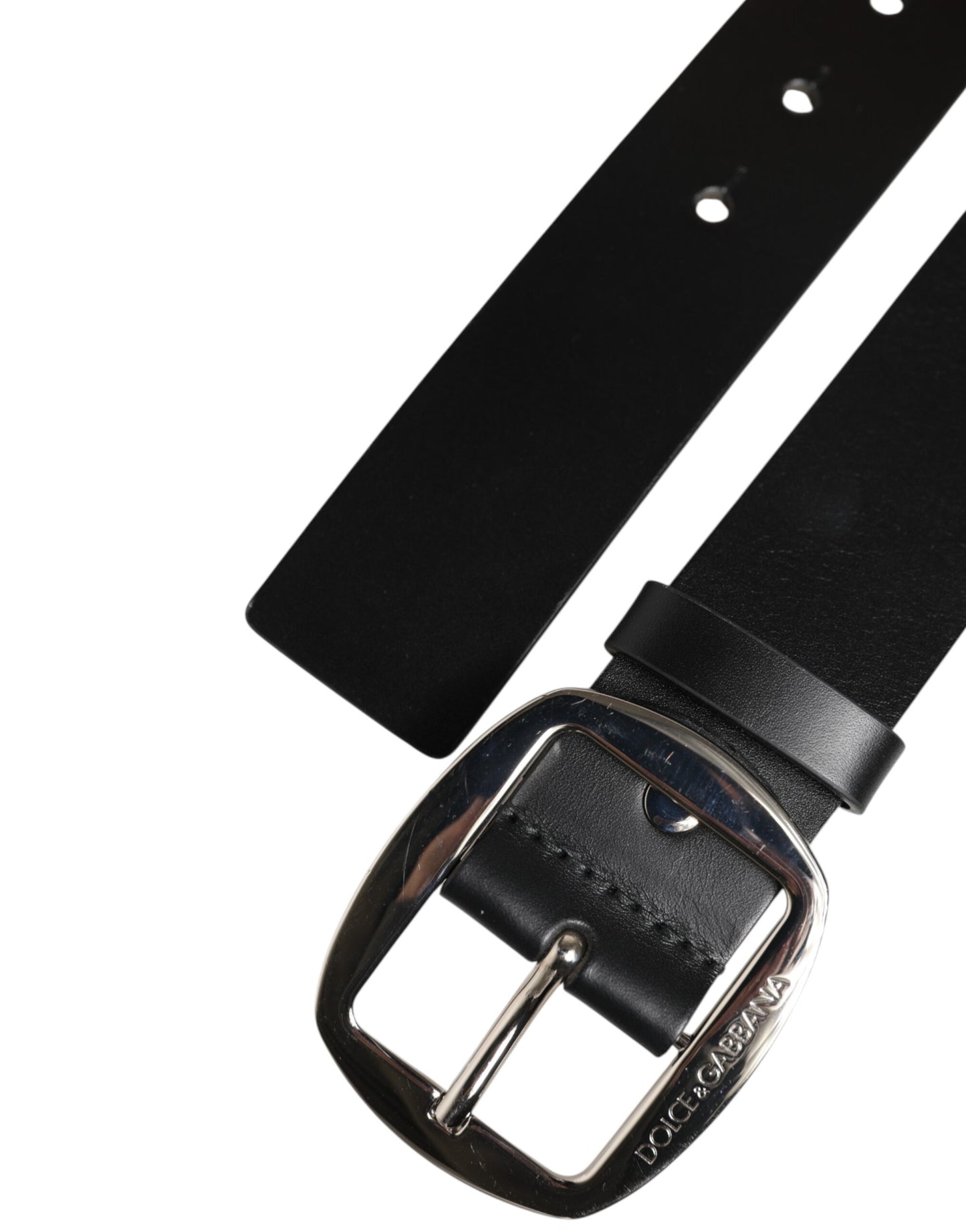 Black Leather Classic Metal Buckle Belt-Dolce & Gabbana-LabelTerrace.com