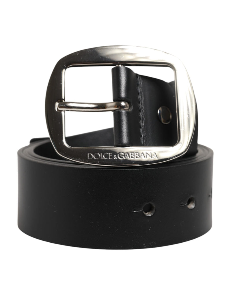 Black Leather Classic Metal Buckle Belt-Dolce & Gabbana-LabelTerrace.com