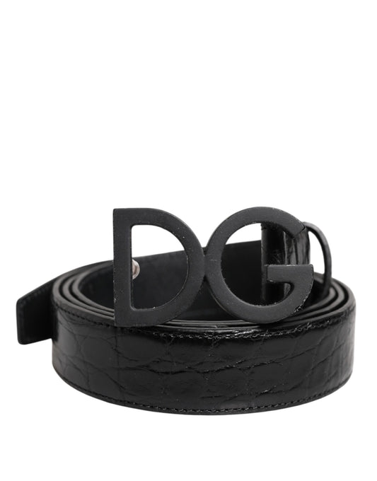 Black Leather Classic Metal DG Buckle Belt-Dolce & Gabbana-LabelTerrace.com