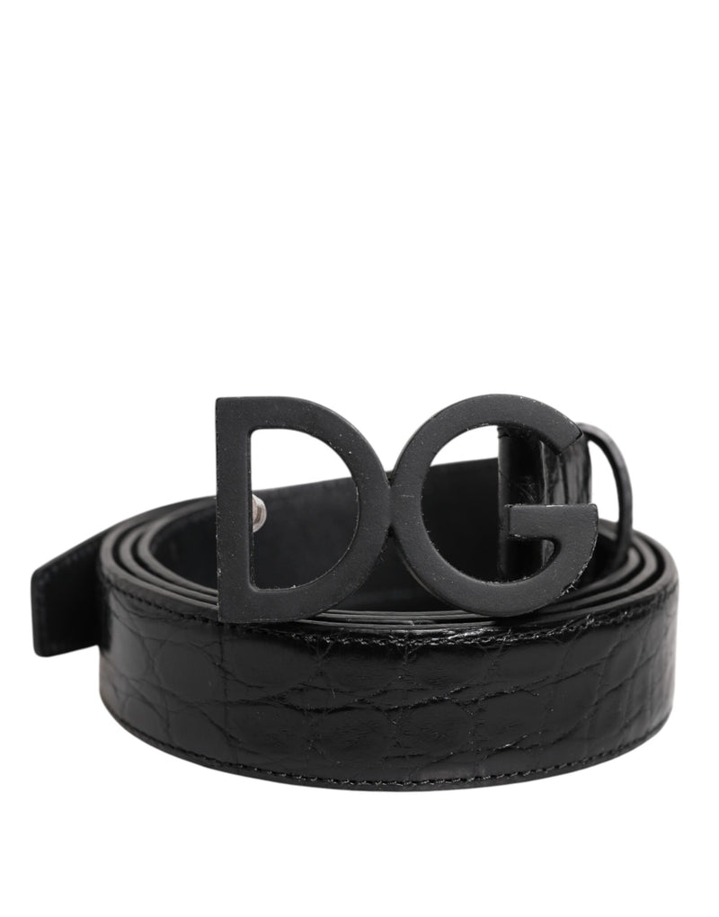 Black Leather Classic Metal DG Buckle Belt-Dolce & Gabbana-LabelTerrace.com
