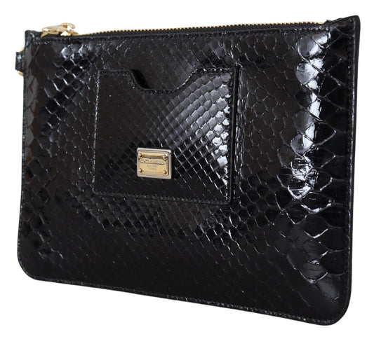 Black Leather Coin Purse Wristlet Mirror Agnese Wallet-Dolce & Gabbana-LabelTerrace.com