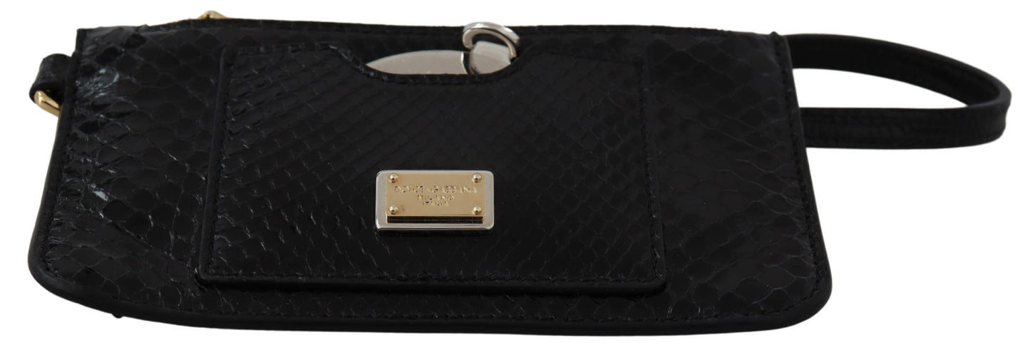 Black Leather Coin Purse Wristlet Mirror Agnese Wallet-Dolce & Gabbana-LabelTerrace.com