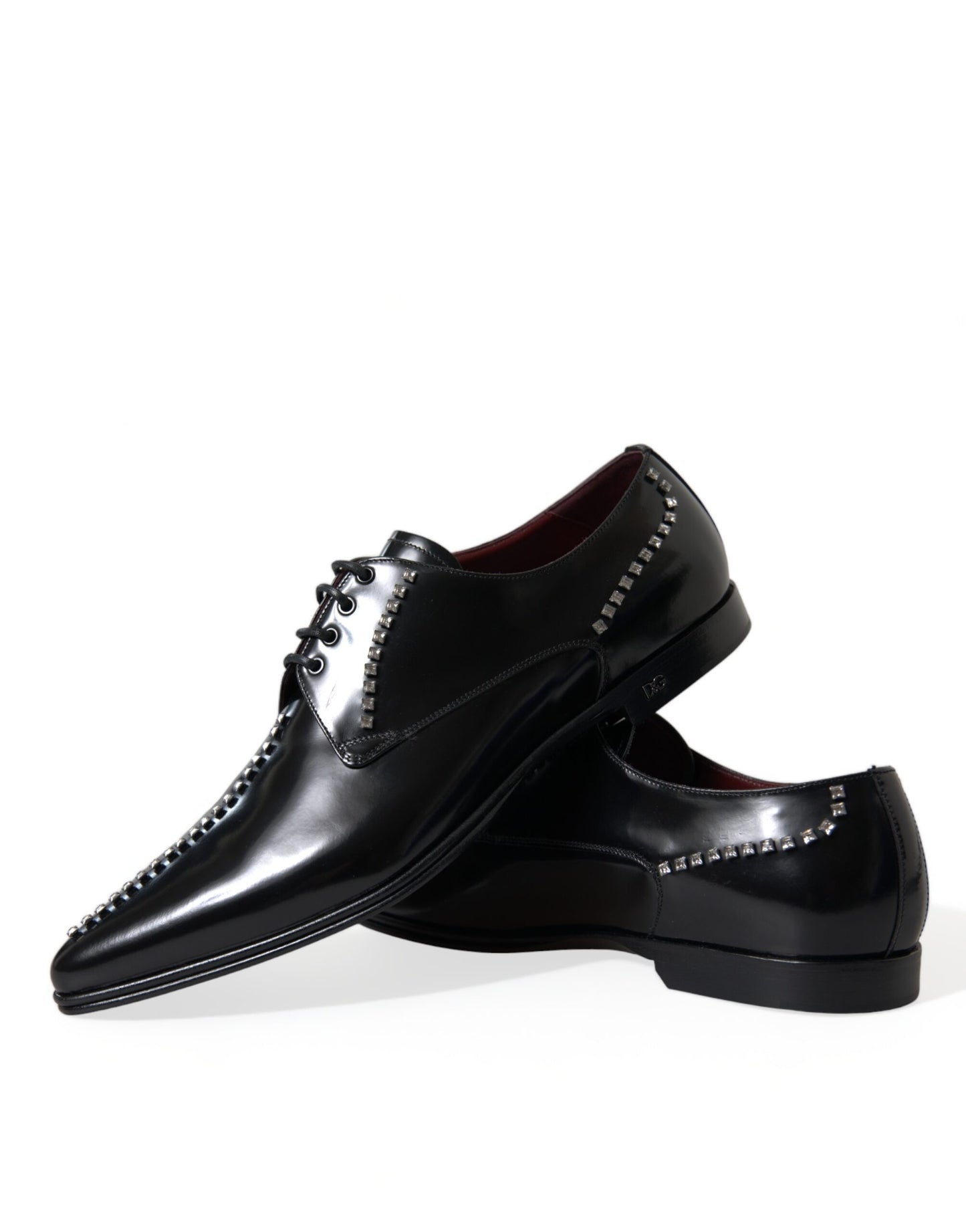 Black Leather Crystal Dress Formal Shoes-Dolce & Gabbana-LabelTerrace.com
