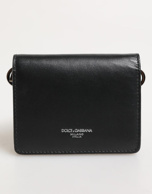 Black Leather DG Logo Bifold Card Holder Men Borse Wallet-Dolce & Gabbana-LabelTerrace.com