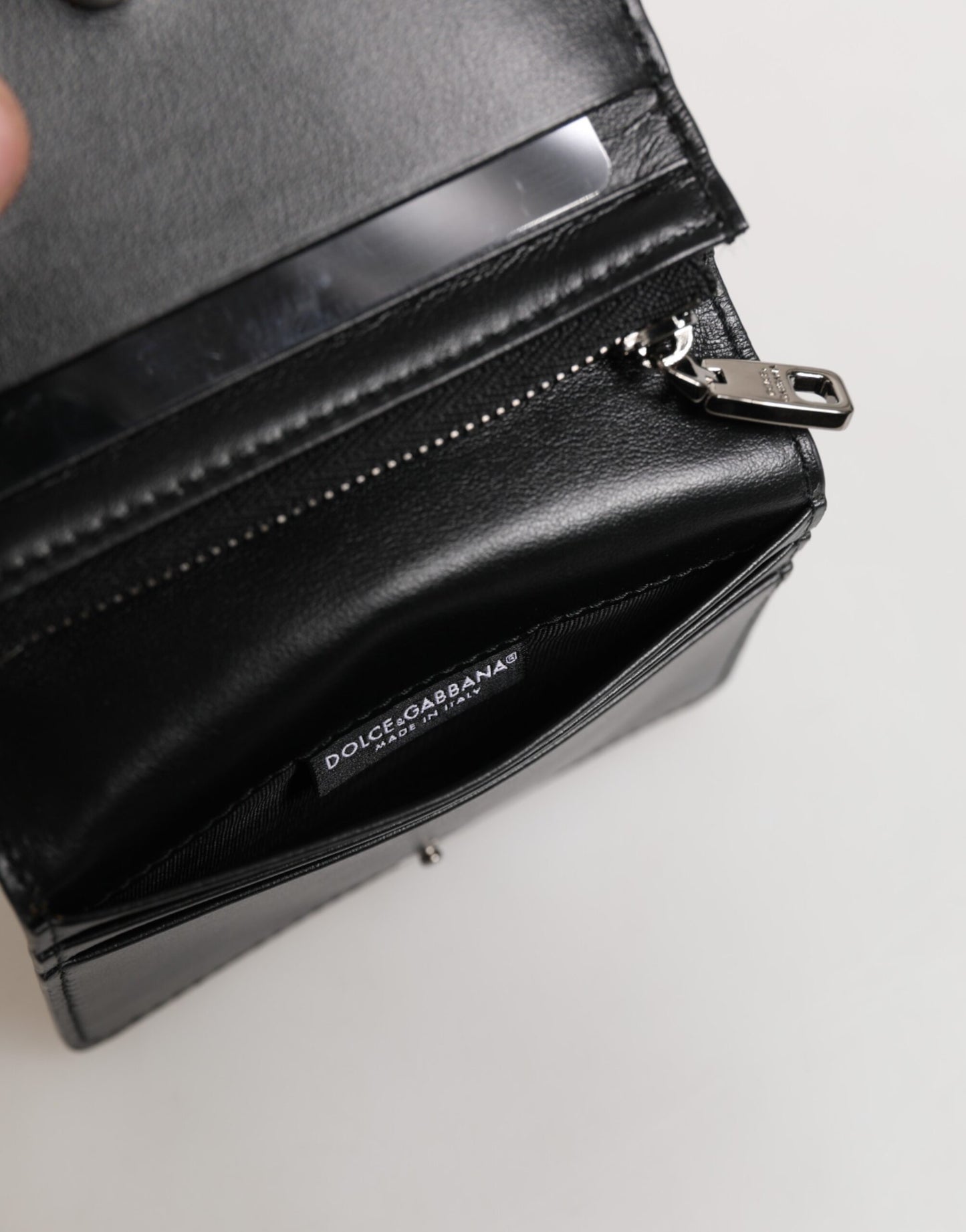Black Leather DG Logo Bifold Card Holder Men Borse Wallet-Dolce & Gabbana-LabelTerrace.com