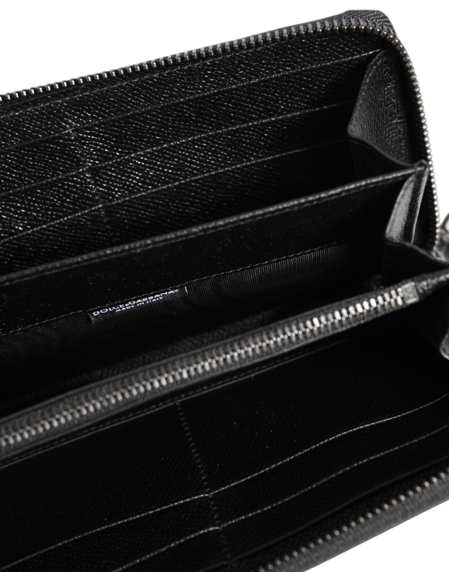 Black Leather #DGFAMILY Zipper Continental Mens Wallet-Dolce & Gabbana-LabelTerrace.com