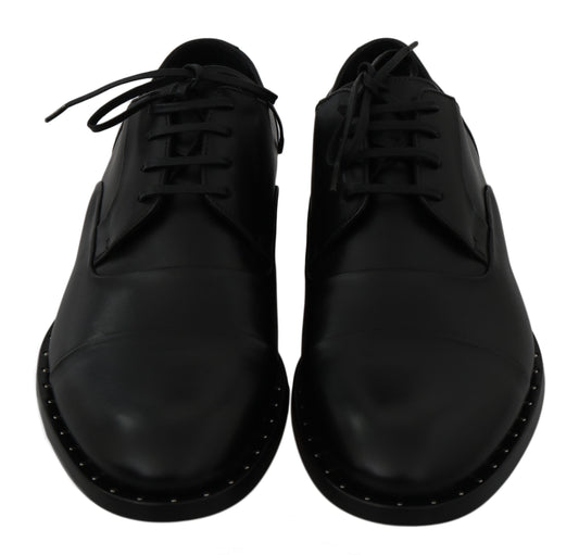 Black Leather Derby Formal Shoes-Dolce & Gabbana-LabelTerrace.com