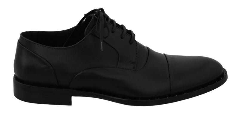 Black Leather Derby Formal Shoes-Dolce & Gabbana-LabelTerrace.com