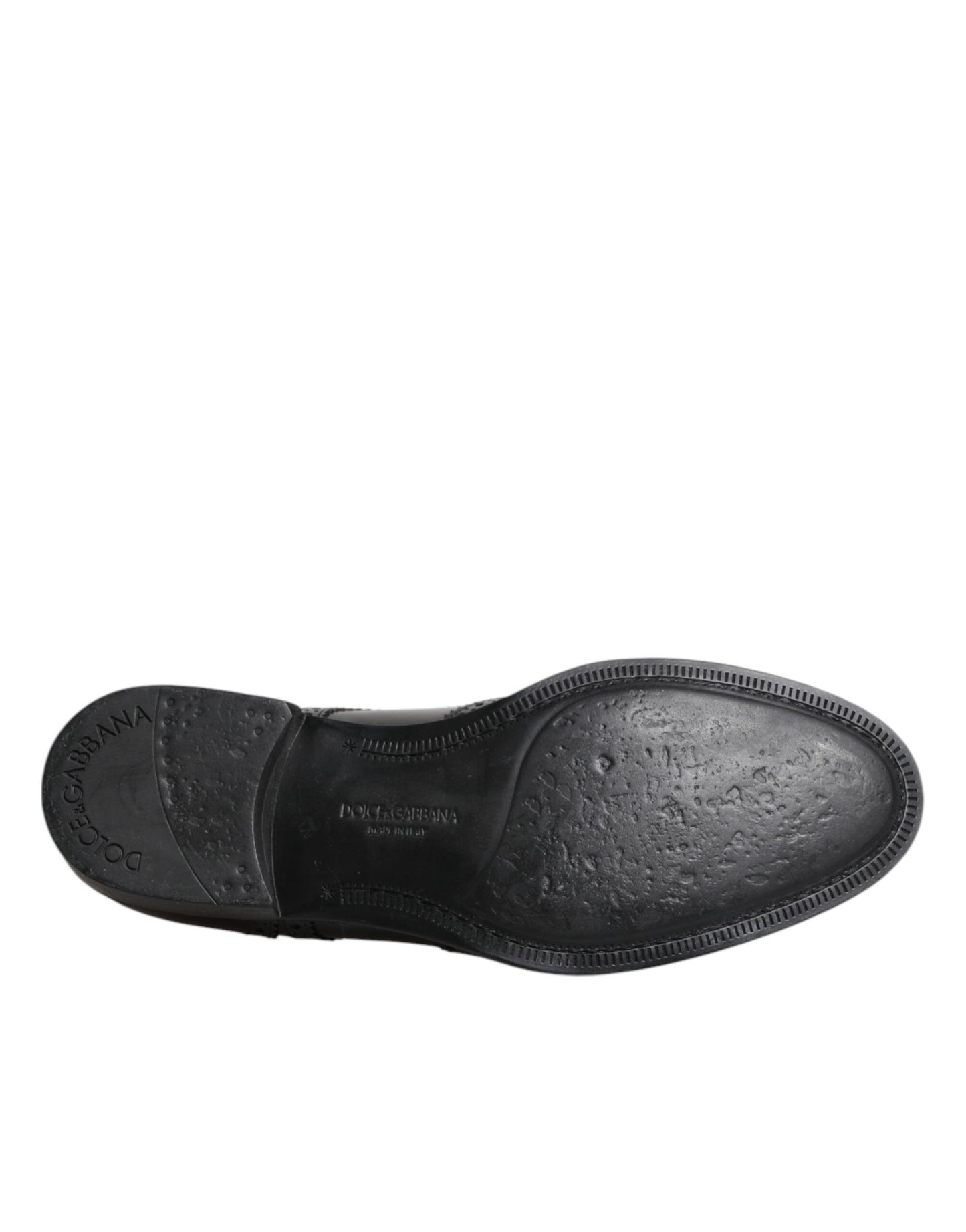 Black Leather Derby Wingtip Formal Shoes-Dolce & Gabbana-LabelTerrace.com