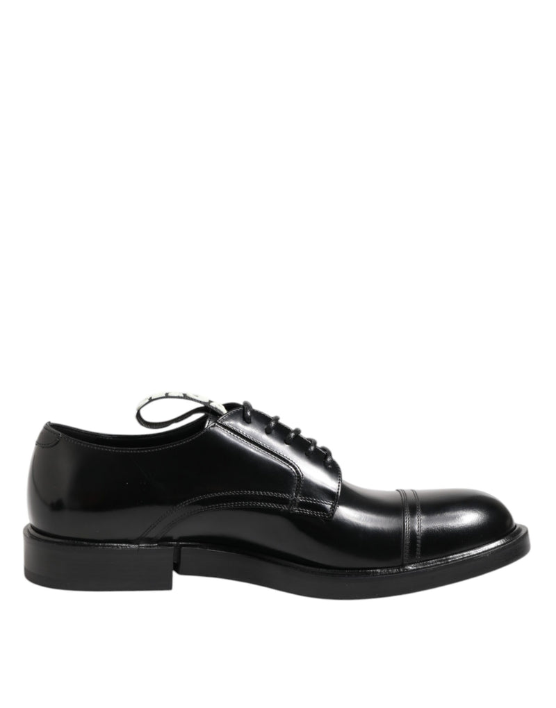Black Leather Dress Lace Up Men Formal Shoes-Dolce & Gabbana-LabelTerrace.com