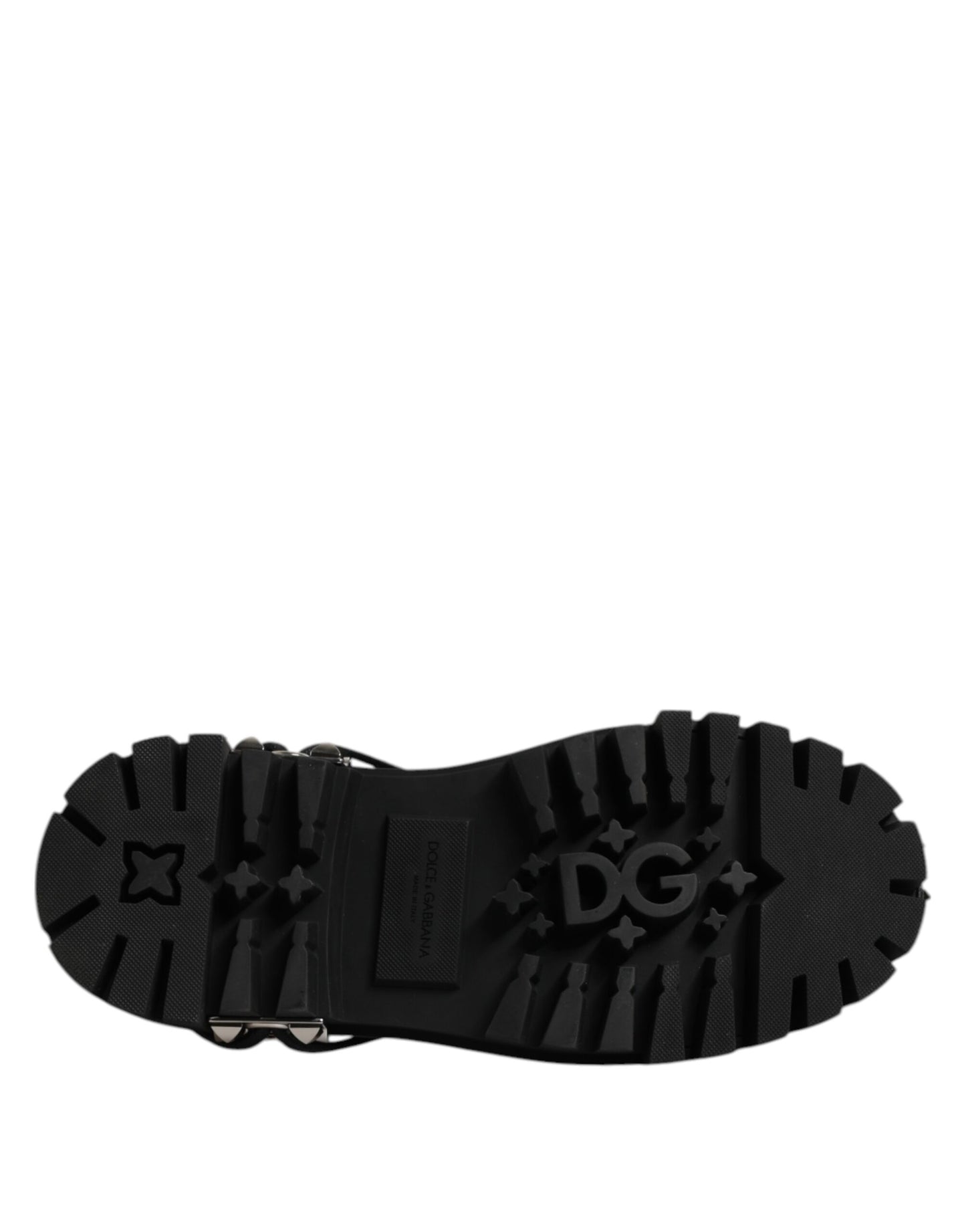 Black Leather Embellished Trekking Derby Shoes-Dolce & Gabbana-LabelTerrace.com