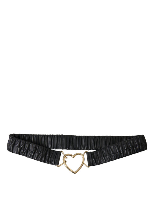 Black Leather Gold Heart Metal Buckle Belt-Dolce & Gabbana-LabelTerrace.com