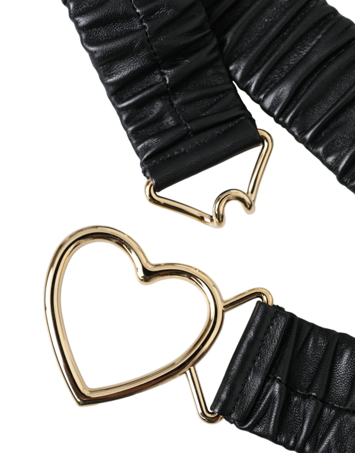 Black Leather Gold Heart Metal Buckle Belt-Dolce & Gabbana-LabelTerrace.com