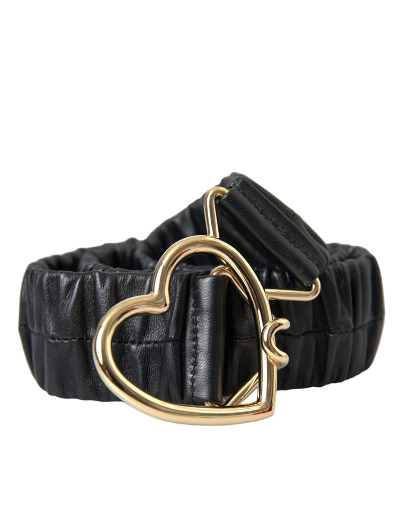 Black Leather Gold Heart Metal Buckle Belt-Dolce & Gabbana-LabelTerrace.com