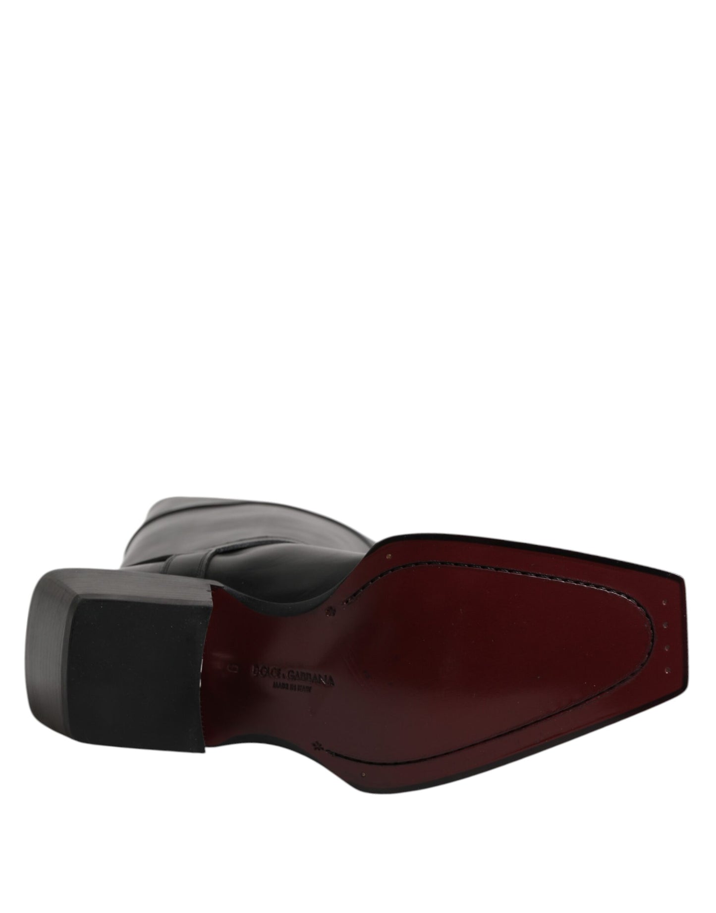 Black Leather High Boots Flats Shoes-Dolce & Gabbana-LabelTerrace.com