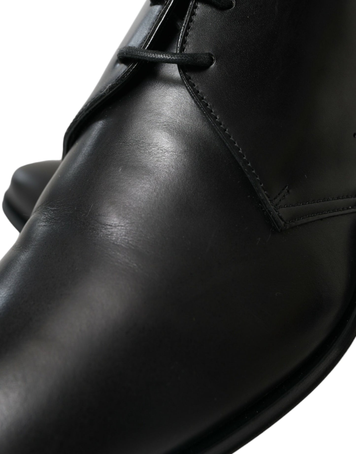 Black Leather Lace Up Formal Derby Dress Shoes-Dolce & Gabbana-LabelTerrace.com