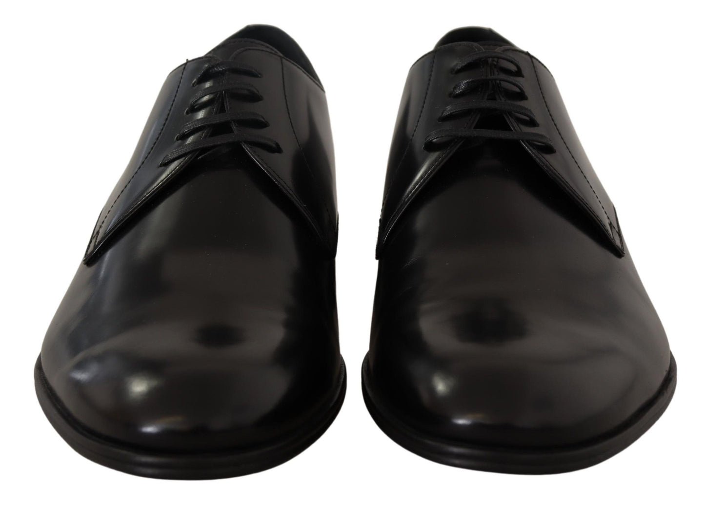 Black Leather Lace Up Formal Derby Shoes-Dolce & Gabbana-LabelTerrace.com