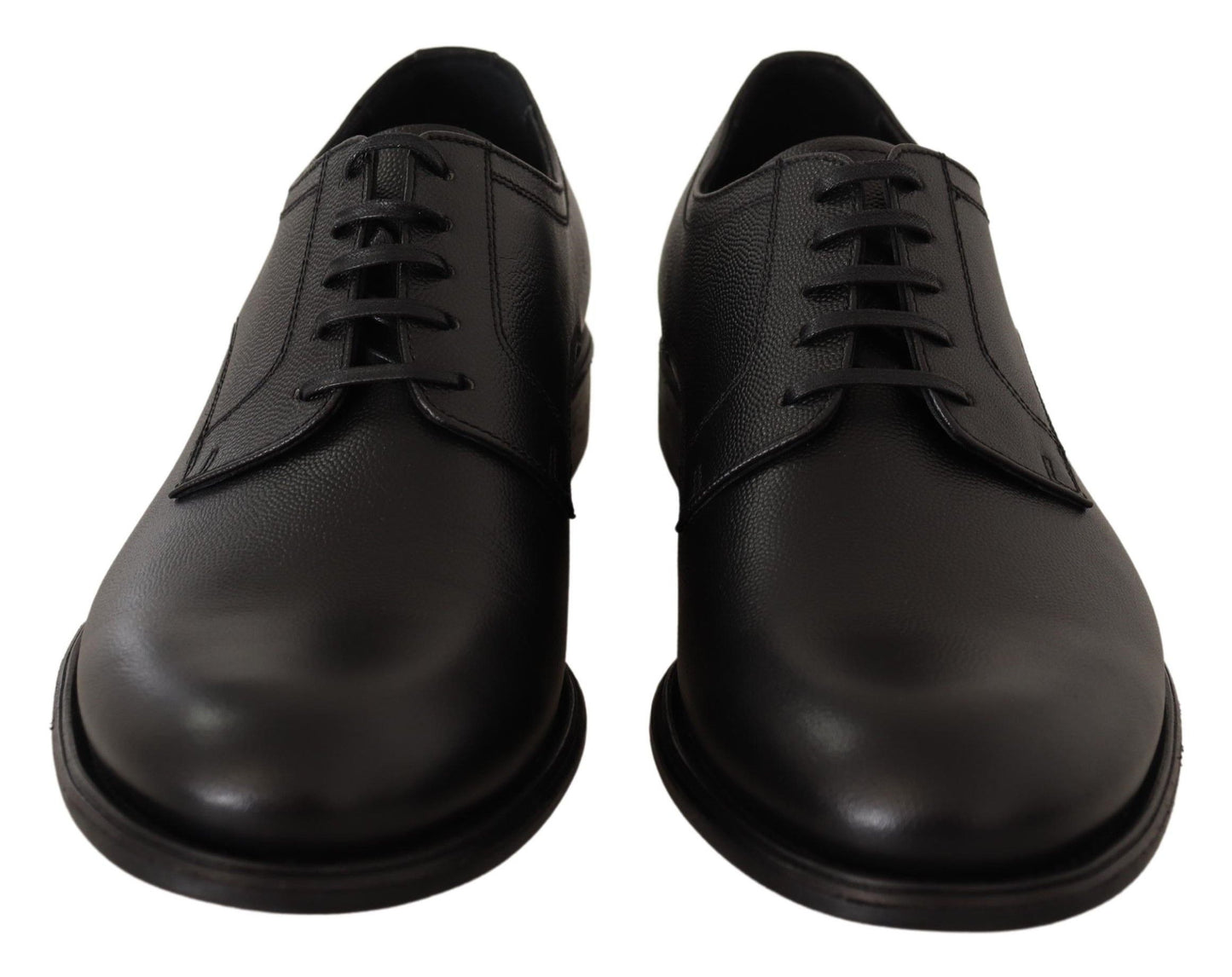 Black Leather Lace Up Mens Formal Derby Shoes-Dolce & Gabbana-LabelTerrace.com