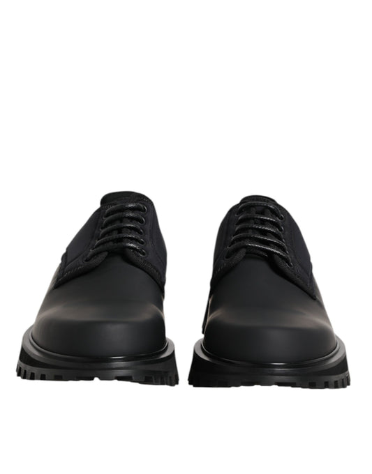 Black Leather Lace Up Trekking Dress Shoes-Dolce & Gabbana-LabelTerrace.com