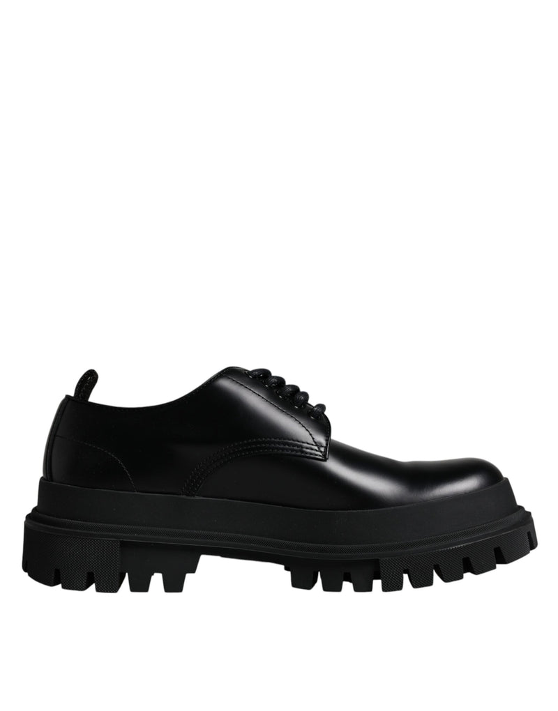 Black Leather Lace Up Trekking Dress Shoes-Dolce & Gabbana-LabelTerrace.com