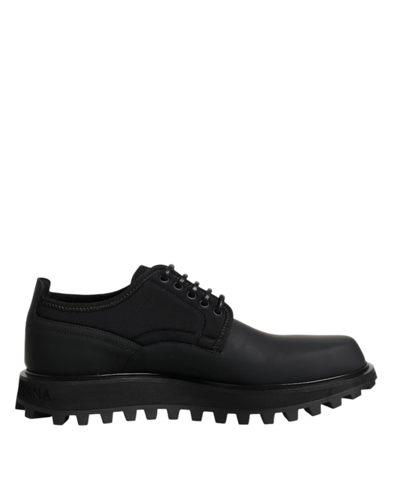 Black Leather Lace Up Trekking Dress Shoes-Dolce & Gabbana-LabelTerrace.com