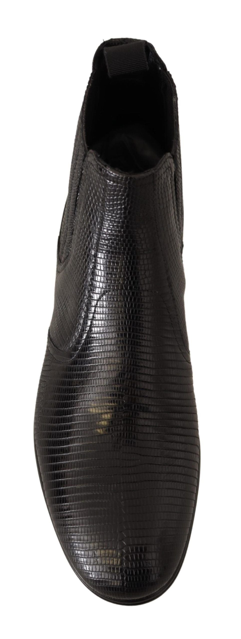 Black Leather Lizard Skin Ankle Boots-Dolce & Gabbana-LabelTerrace.com