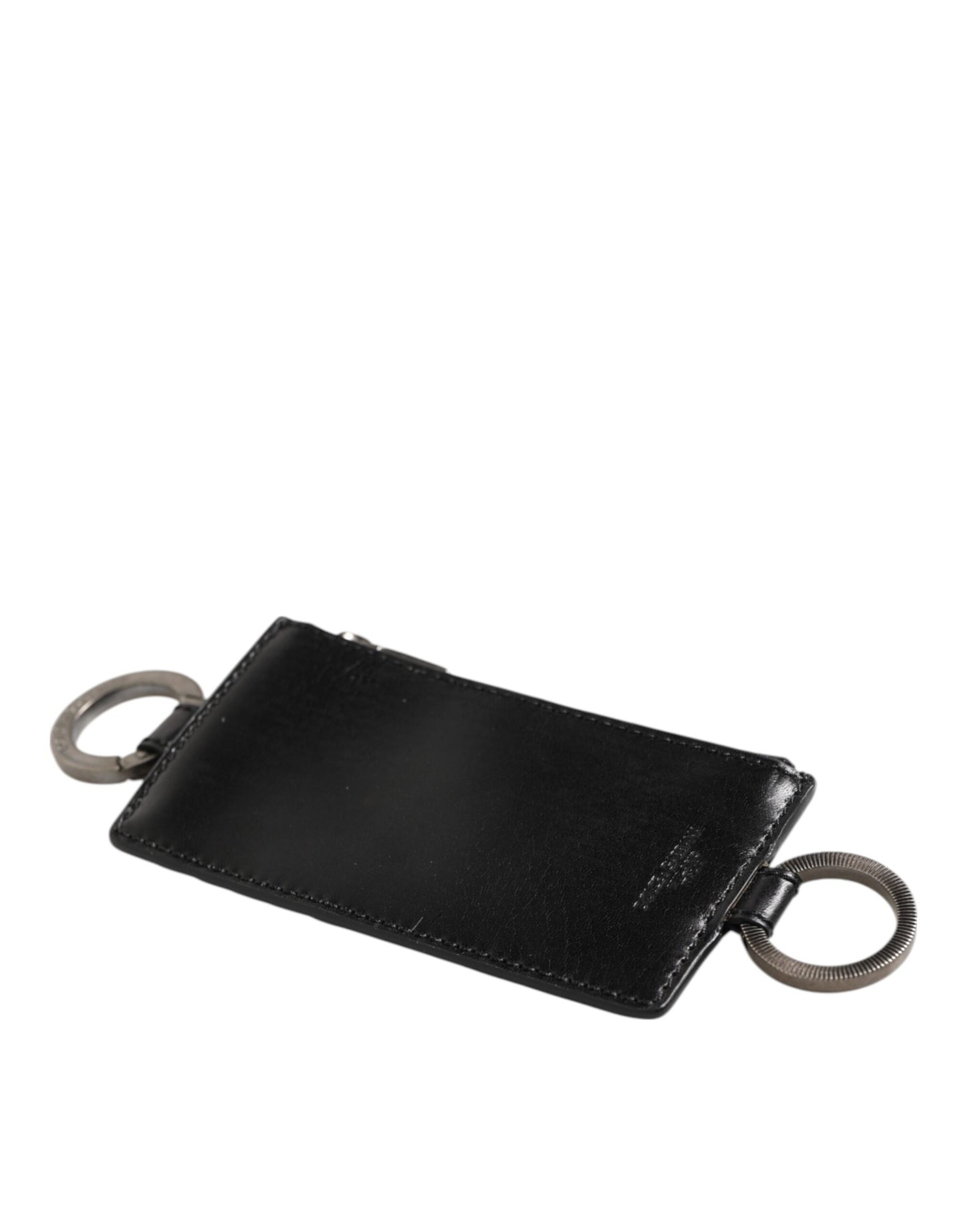 Black Leather Logo Embossed Lanyard Card Holde Wallet-Dolce & Gabbana-LabelTerrace.com