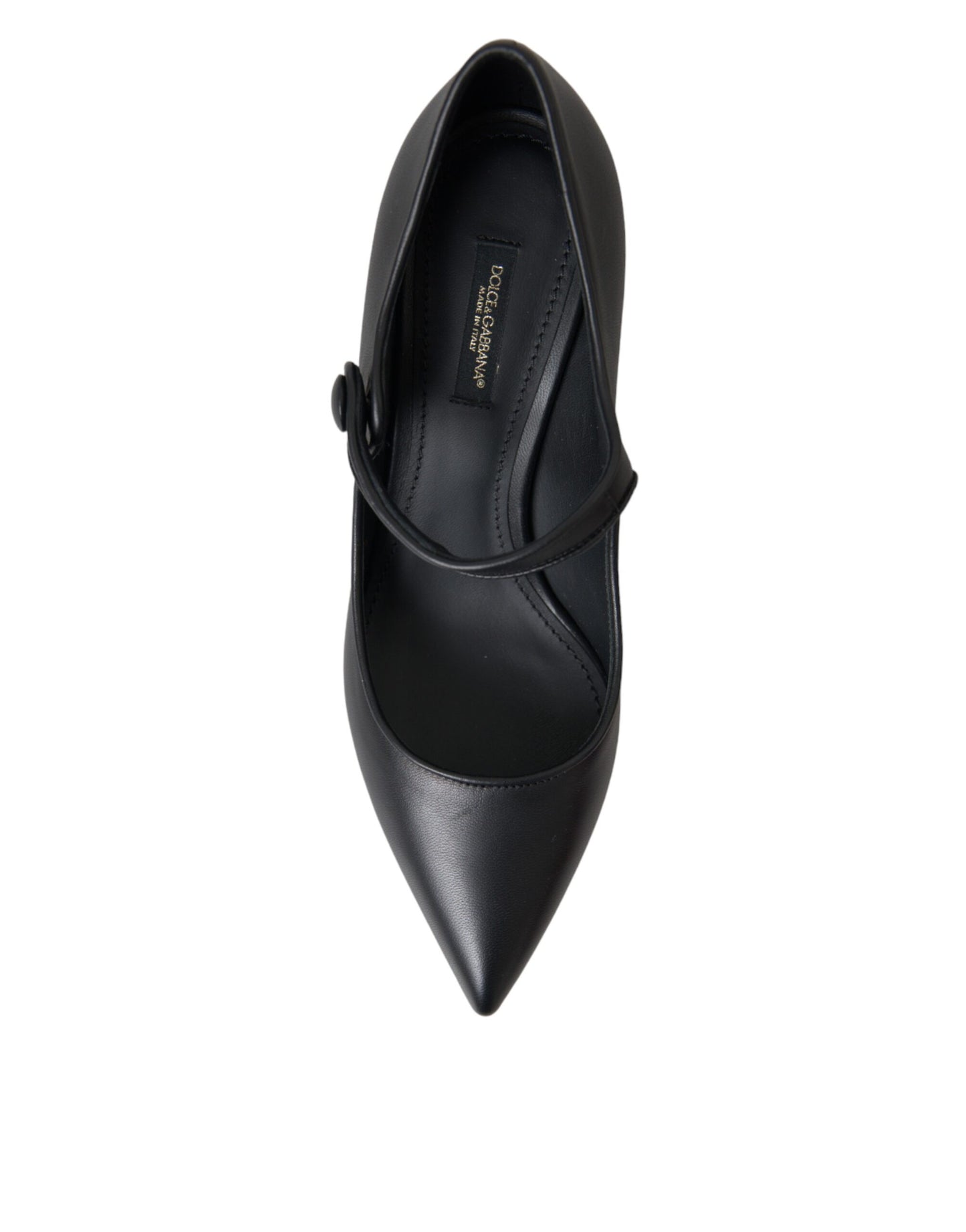 Black Leather Logo Heels Mary Janes Pumps Shoes-Dolce & Gabbana-LabelTerrace.com