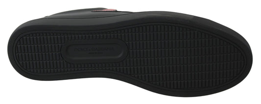 Black Leather Love Heart Sneakers Womens Shoes-Dolce & Gabbana-LabelTerrace.com