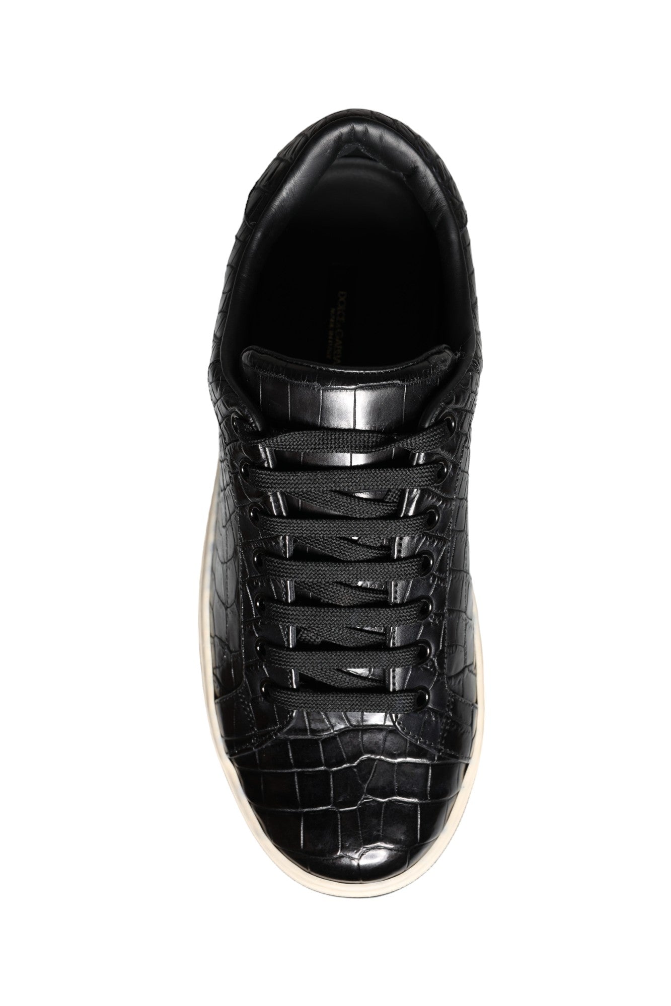 Black Leather Men Low Top Sneakers Shoes-Dolce & Gabbana-LabelTerrace.com